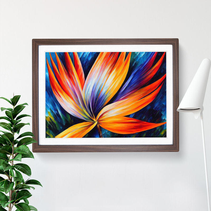 Unbeatable Bird of Paradise Flower Abstract - Framed Print, 34cm H x 46cm W x 2cm D, Walnut Framed