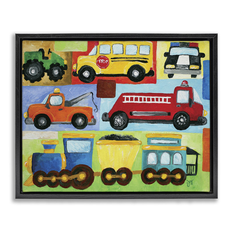 Collage de transport fantaisiste, H 17 po x l 21 po, Cadre flottant noir de jais