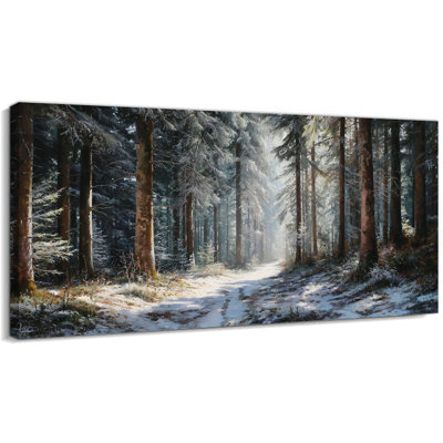 Grande forêt d'hiver, art mural, paysage de Noël, impressions sur toile pour le salon, chambre à coucher moderne, paysage de pin enneigé, reproduction d'art sur toile, 30 po x 60 po
