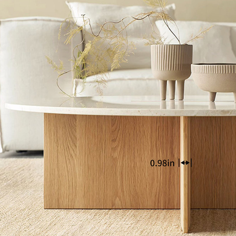 Table basse Creative avec marbre et bois, Burlywood