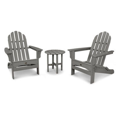 POLYWOOD Cape Cod Folding Adirondack Set with Side Table by Trex Outdoor