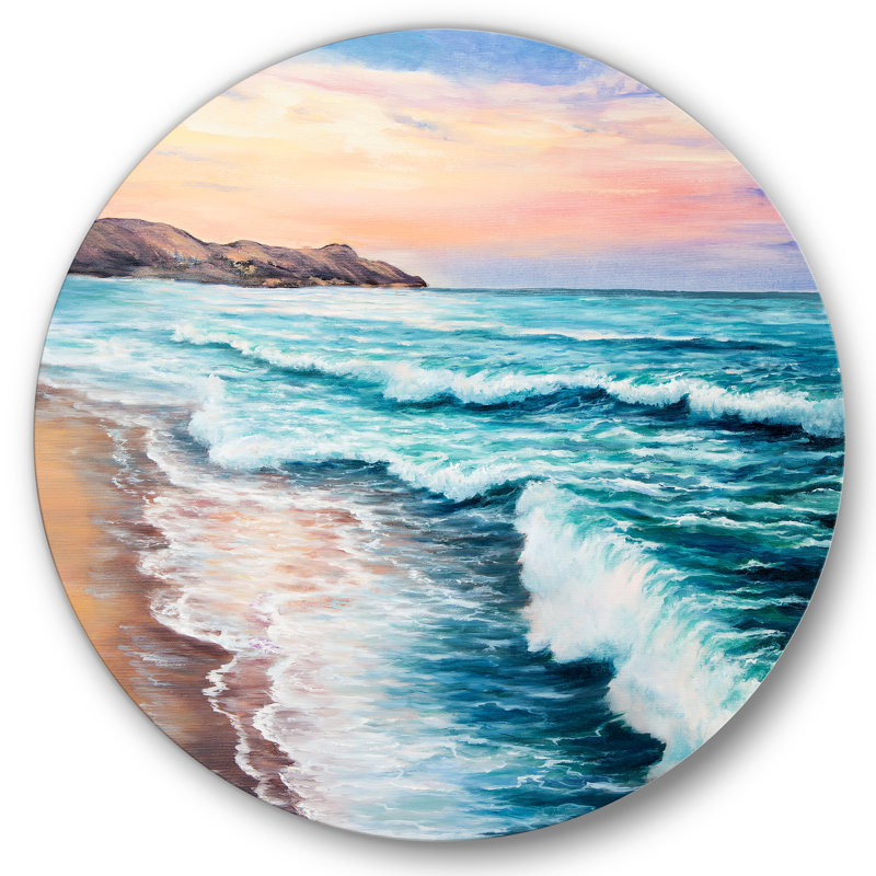 «Morning Light On The Ocean Waves III» - art mural nautique et côtier en métal, H 23 po x l 23 po x p 1 po
