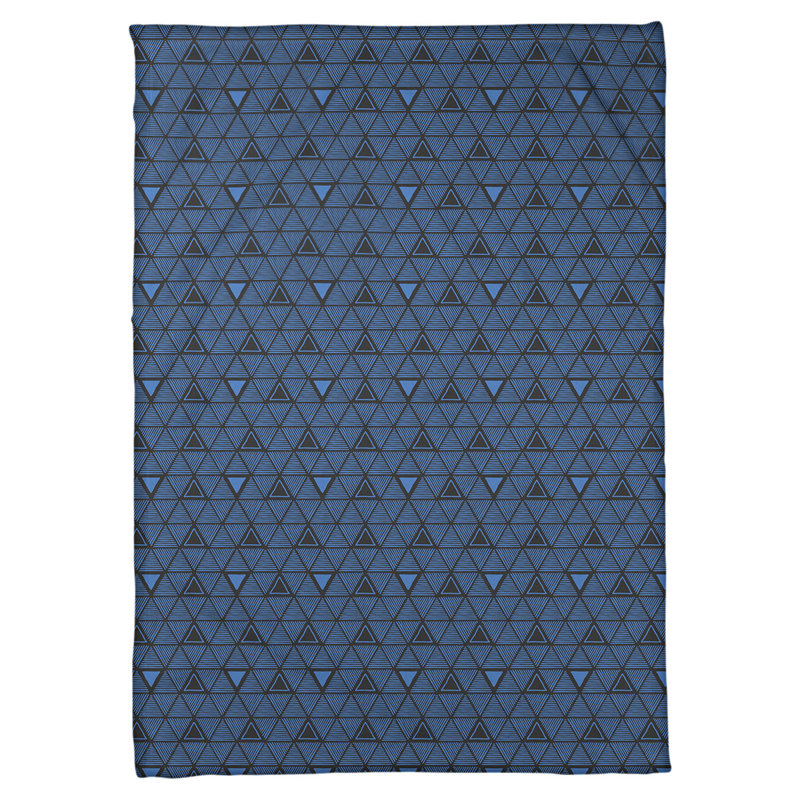 Couverture polairee triangles à la main, l 50 po x L 60 po, Bleu / noir