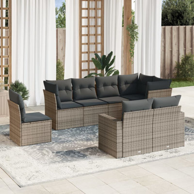 Ensemble de canapé de jardin Vidaxl gris, rotin PE gris foncé, acier thermolaqué