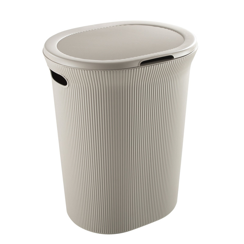 Plastic Laundry Hamper with Handles, Beige