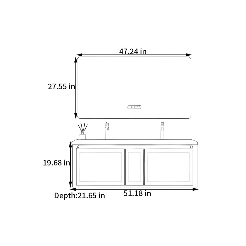 Moravian, 19.68" H x 51.18" W x 21.65" D