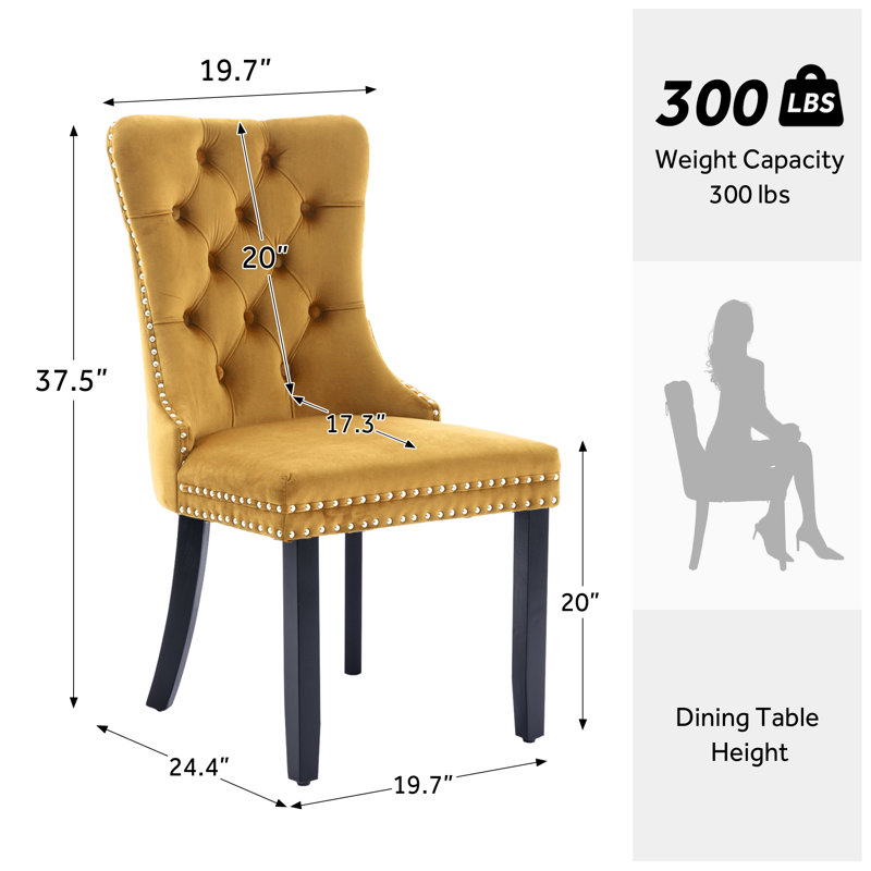 Chaise de salle à manger Kenta, Noir, Jaune
