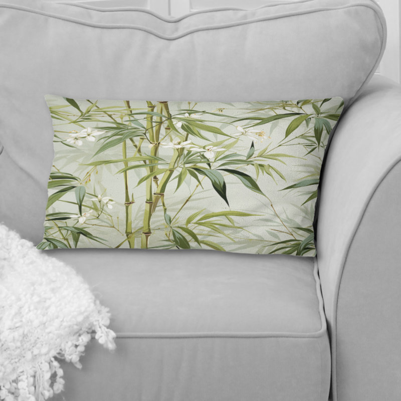 Bamboo Zen Tropical Pattern IV - Floral Polyester Pillow