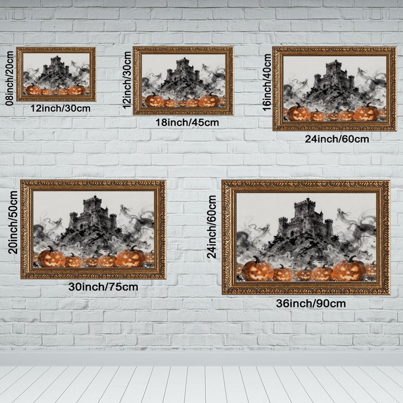 Château hanté fantôme (3) Cadre mural vintage orné – Cadre doré décoratif pour art., L 8 po x l 12 po