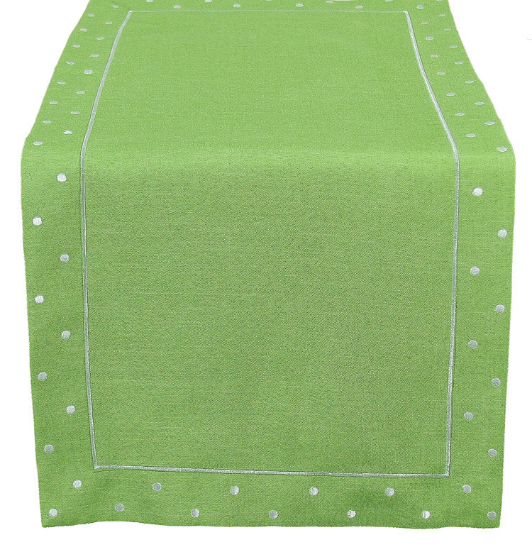 Breen Embroidered Easy Care Rectangular Table Runner, Green