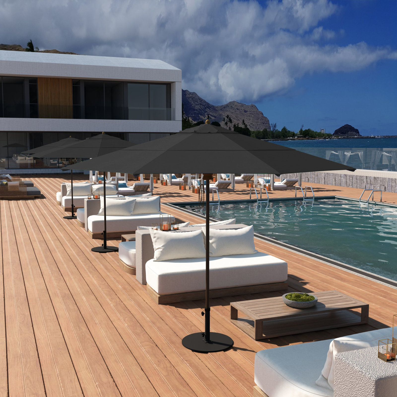 Downtime 11' Sunbrella® Umbrella, Canvas Black Sunbrella® Canvas