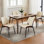 Set of 4 Mid-Century Modern PU Leather Dining Chairs with Walnut Bentwood Back & Metal Legs, Adjustable Feet for Kitchen, Dining Room