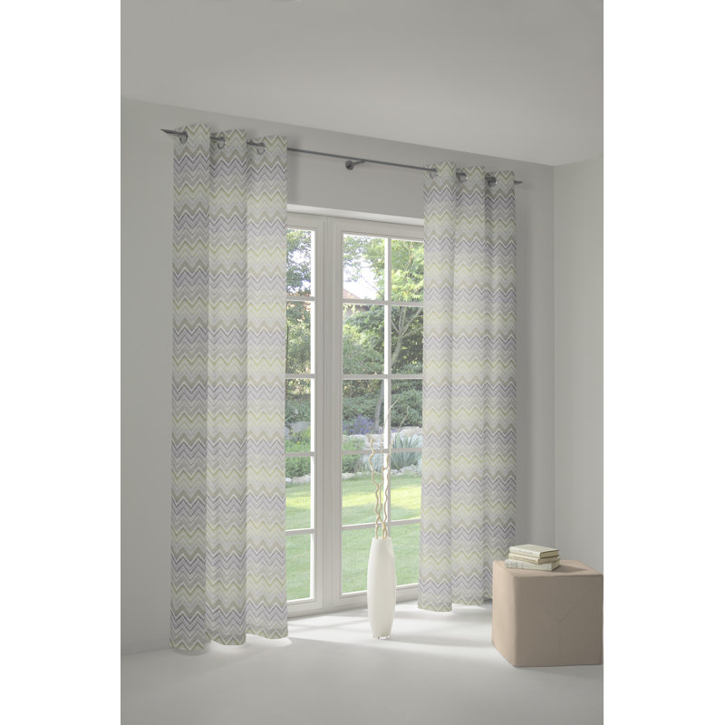Kurtus Room Darkening Curtain Single Panel, 132cm Width x 175cm Drop, Light green/Grey