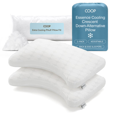 Coop Home Goods Essence Cooling Crescent Down Alternative Adjustable Pillows, King Set Of 2