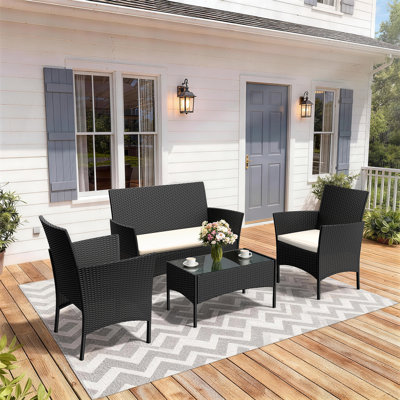 Outdoor Gerardi All Weather Wicker 4 - Person Seating Group with Cushions