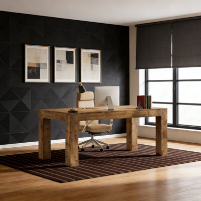 63" Executive Computer Desk, Large Home Office Desk With Thick Desktop