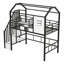 Lit mezzanine moderne simple en métal avec toit en forme de maison et boîte de rangement externe, noir-1168431270
