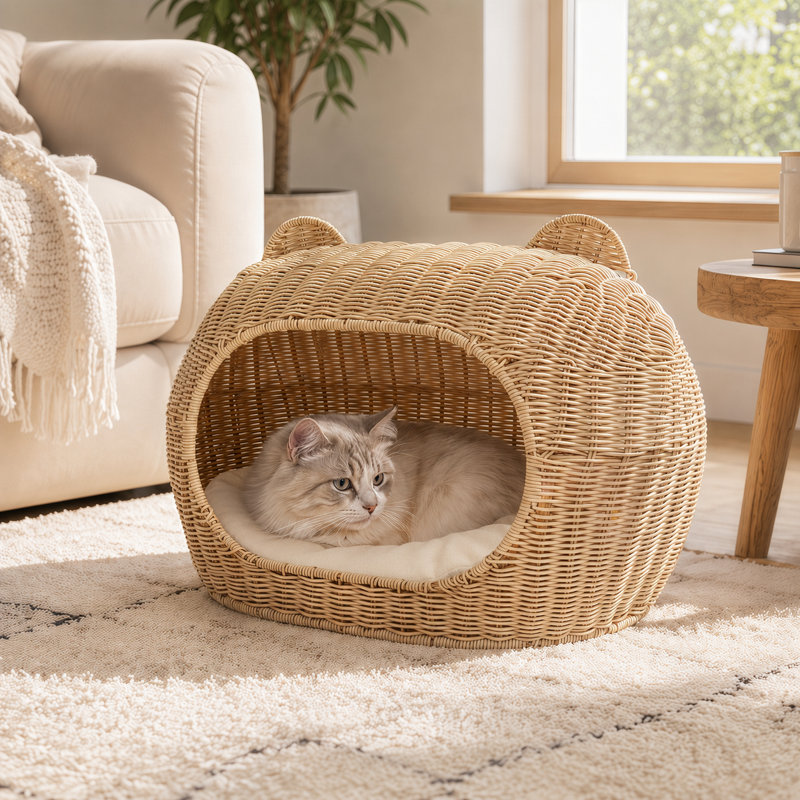 Lit-grotte en rotin Cat-Ear
