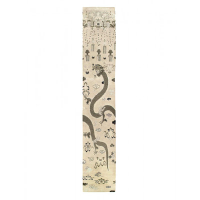 Fine Hand knotted Tibetan Dragon design runner 3'x 18'