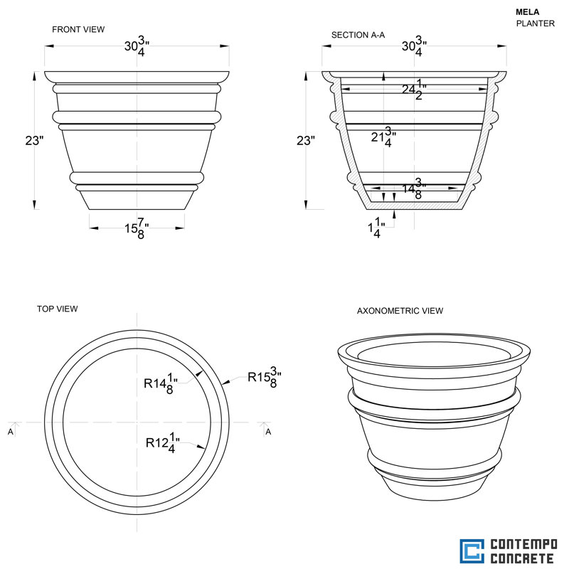 Mela Planter, Smooth Gray