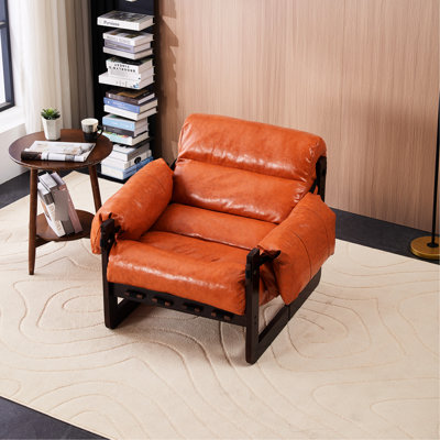 Méridienne de style moderne médiéval avec accoudoirs amovibles, canapé en cuir rétro ciré à l'huile pour le salon et le bureau