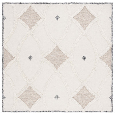 Tapis en laine / coton touffeté à la main Dalontae brun / ivoire