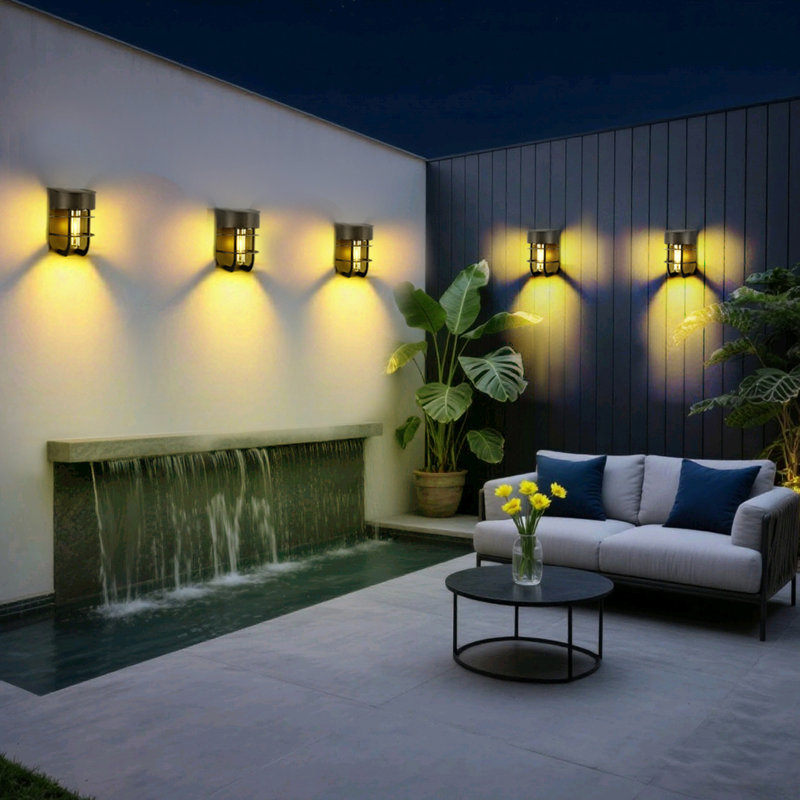 Huotian Outdoor solar fence light, waterproof LED outdoor courtyard/terrace/path solar light, warm white, Sweet Home,Mother's Day Gift