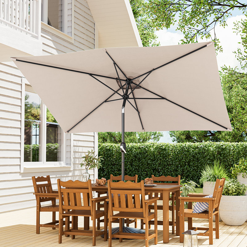 Doralia 120'' x 78'' Rectangular Tilt Market Umbrella, Beige