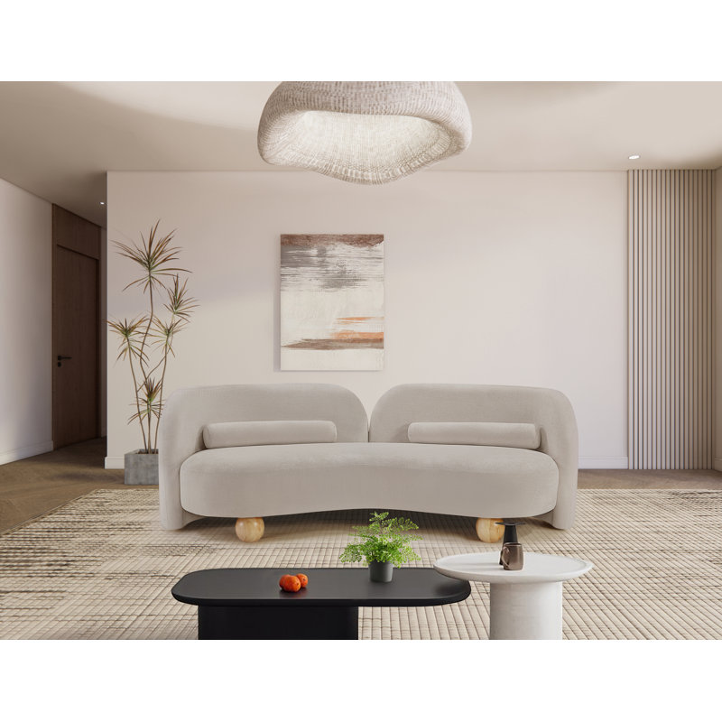 Daphne Upholstered Sofa, Cream Boucle, Boucle Fabric