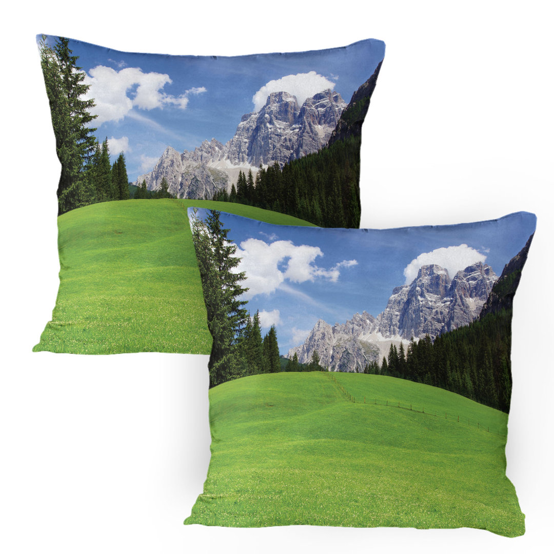 Kissenbezug Packung mit 2, Rural Land Berg, Evergreen Blau