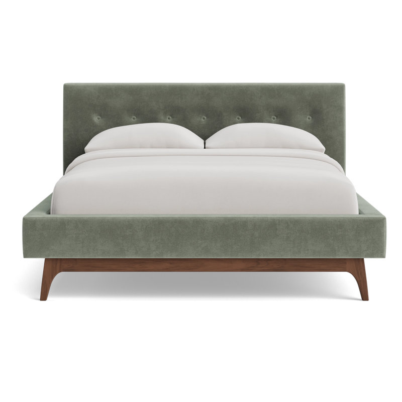 Tyler Bed, Full / Double, Velvet - Sage