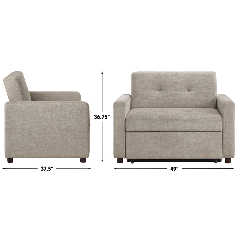 Fauteuil-lit convertible de 49 po de large Lida, Sable