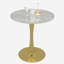 Table de salle à manger avec base à piédestal et plateau classique en marbre blanc, sièges 2 à 4, cadre rond de 27,6 po en fer doré, style Mid-Century moderne pour la cuisine ou le salon