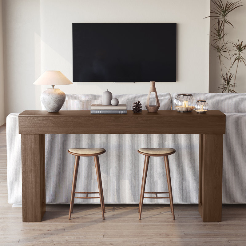 63" Hollow Leg Console Table | Modern Entryway Sofa Table for Living Room, Hallway & Foyer, Brown