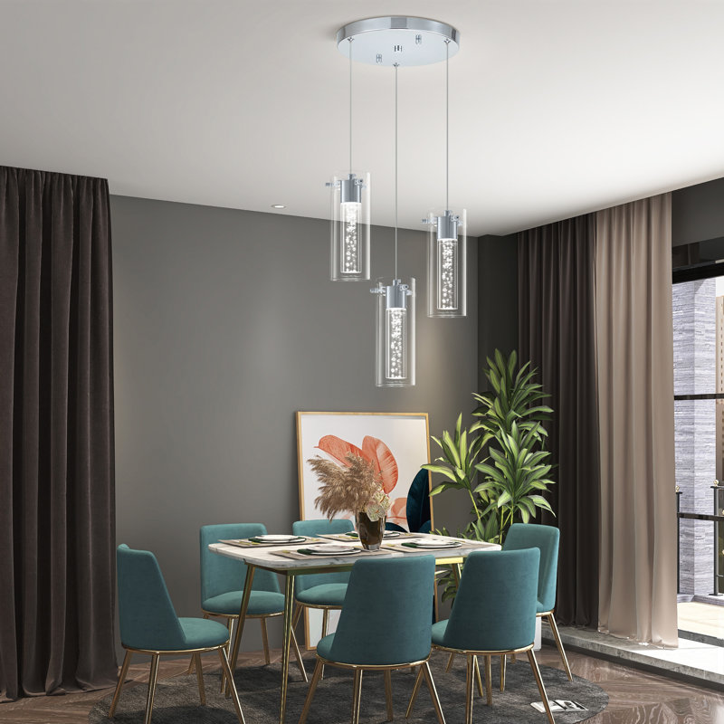 Haruhiro 3 - Light Cluster Cylinder LED Pendant, Chrome