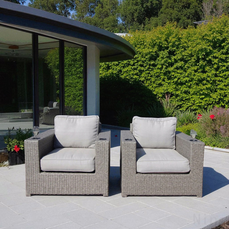Chaises longues d'extérieur avec coussins entièrement assemblées, ensemble de 2