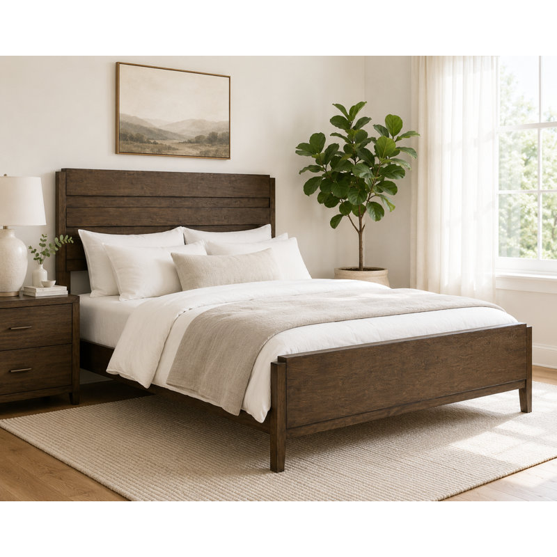 Adaire Transitional Wood Panel Bed, Queen
