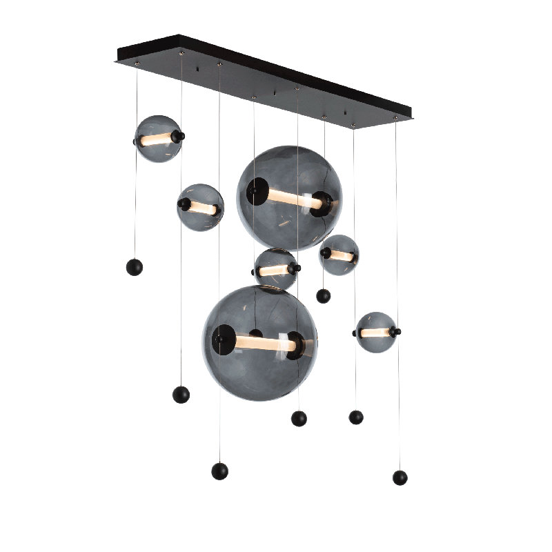 Abacus 7 - Light Cluster Globe LED Pendant, Cool Gray, Black