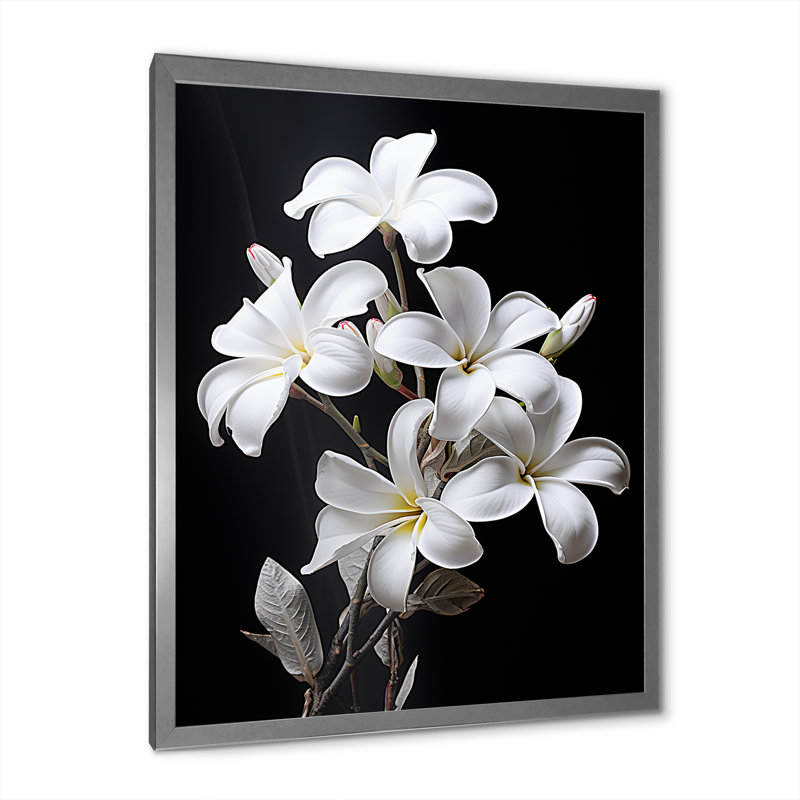 Parfumée Plumeria Serenade I, H 32 po x l 16 po x P 1 po, Cadre simple argenté