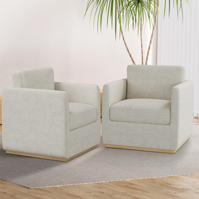 Chaise pivotante Premium (ensemble de 2), Mélange de polyester crème