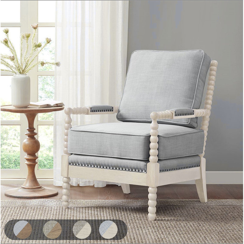 Fauteuil Accent, Blue Fabric/White