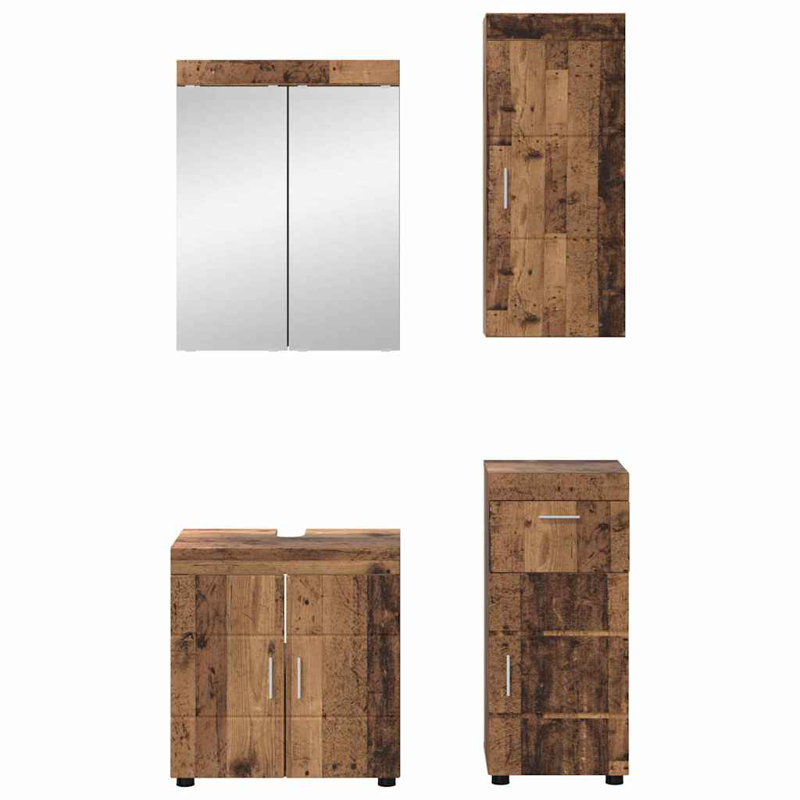 Vanity & Mirror Set, Medium Wood