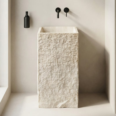 Lavabo de salle de bain piédestal 34 po en résine