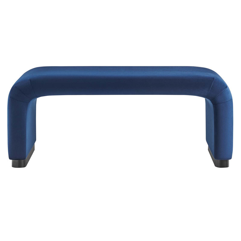 Modway Koda Upholstered Ottoman, Black, Midnight Blue Velvet