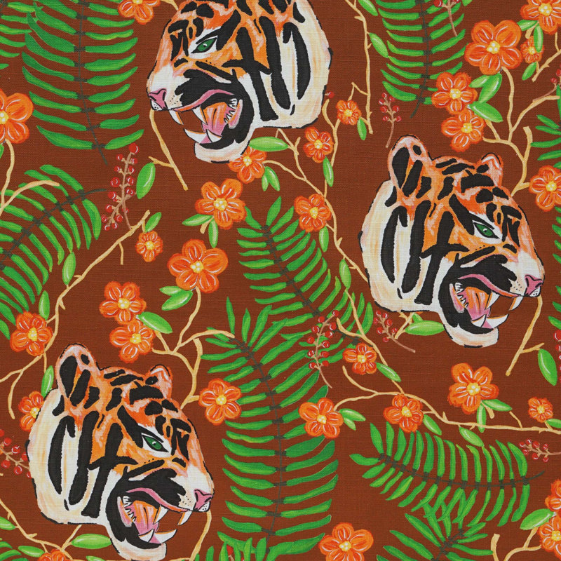 Pradesh Tiger Cotton/Linen Pillow Cover, 20" H x 20" W
