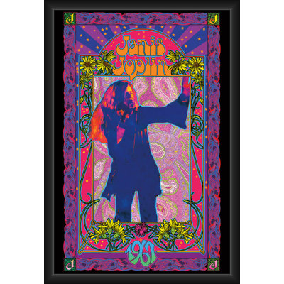BUY ART FOR LESS Officially Licensed Janis Joplin - 1967 - Framed Art Poster - 24 x 36 Inch - Sturdy Engineered Wood Frame with Plexi Glass - Ready to Hang
