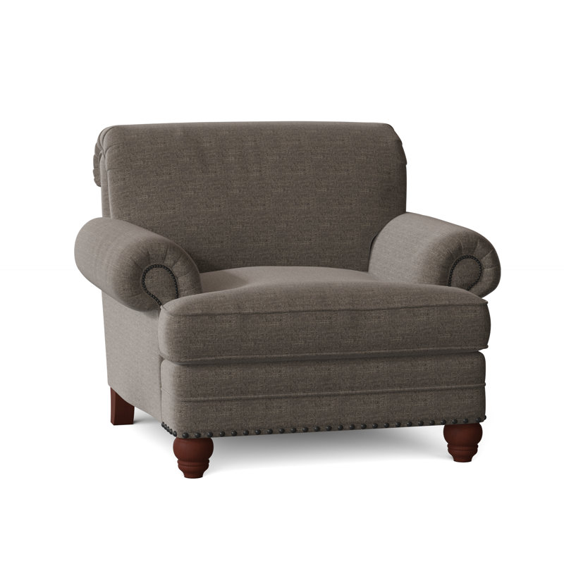 Fauteuil Ballester, Sergé performance gris index 42, Manhattan, Laiton foncé