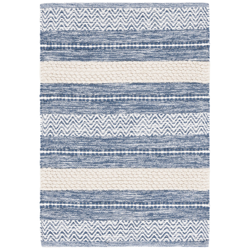 Tapis bleu marine / ivoire Lynndyl 976, Rectangle 6 pi x 9 pi