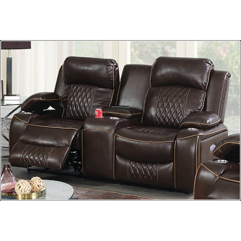 Causeuse Power Motion avec bras de rangement, porte-gobelets et ports USB pour le confort et la commodité d'un salon moderne
