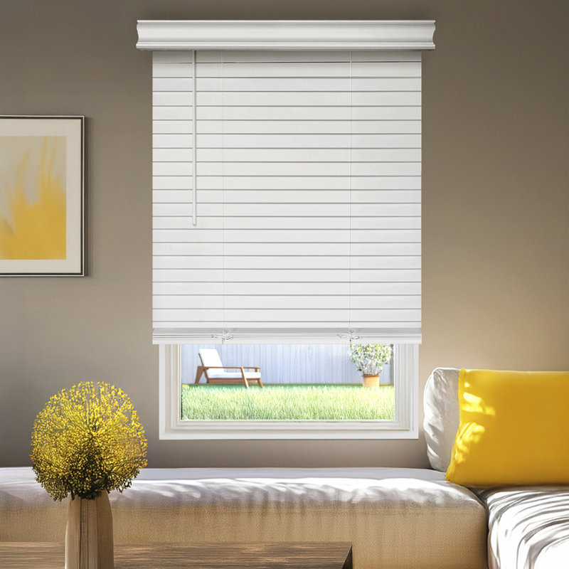 2” Inch Cordless Blackout Faux Wood Blinds with Laguna Valance – No Hole Slat Design, 60.25"W x 72"L